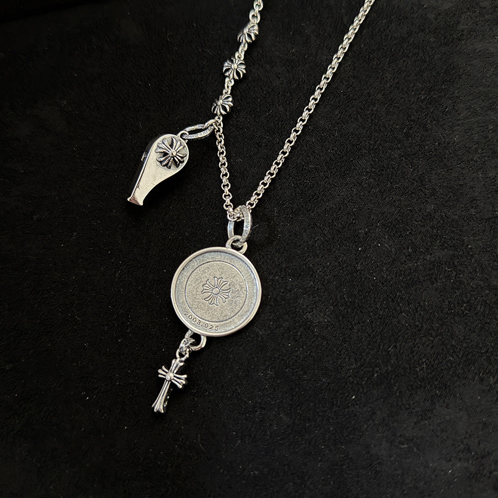 Chrome Hearts Angel Round Brand Whistle Cross Necklace