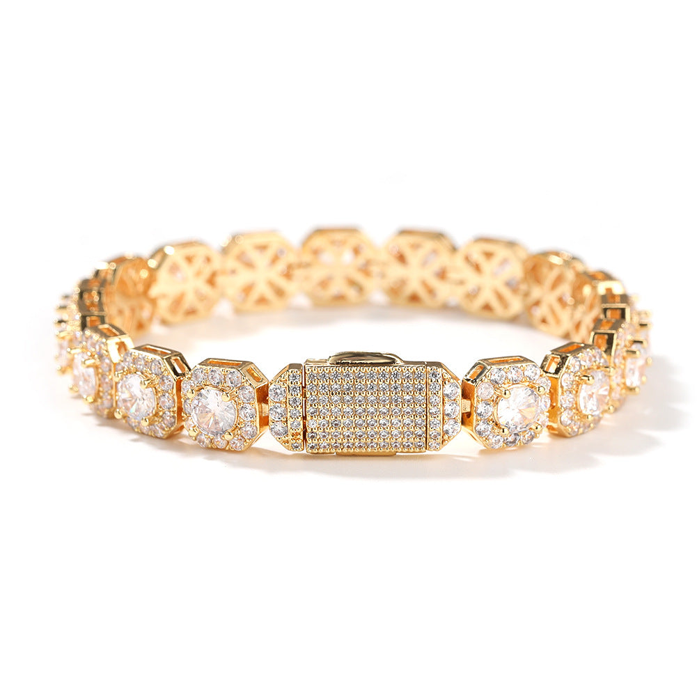 Hip-hop 9mm square rock candy zircon bracelet