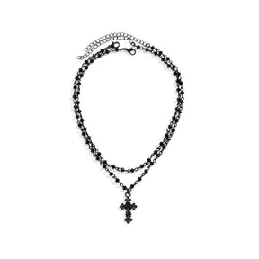 Dark Cross Rose Star Necklace