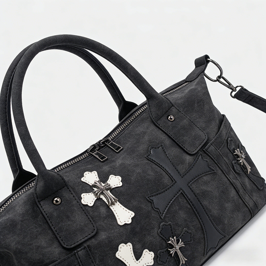 Chrome Hearts Black and White Patchwork Travel Bag