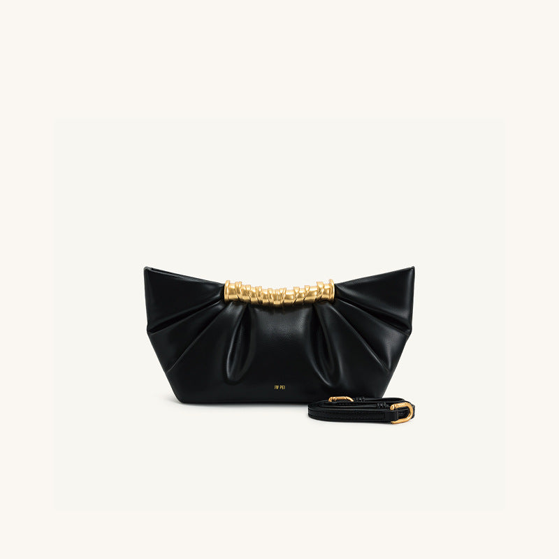 Ruched Clutch with Metal Clasp