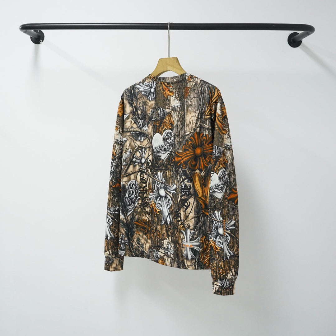 Chrome Hearts Bark Texture Print Long-Sleeve T-Shirt
