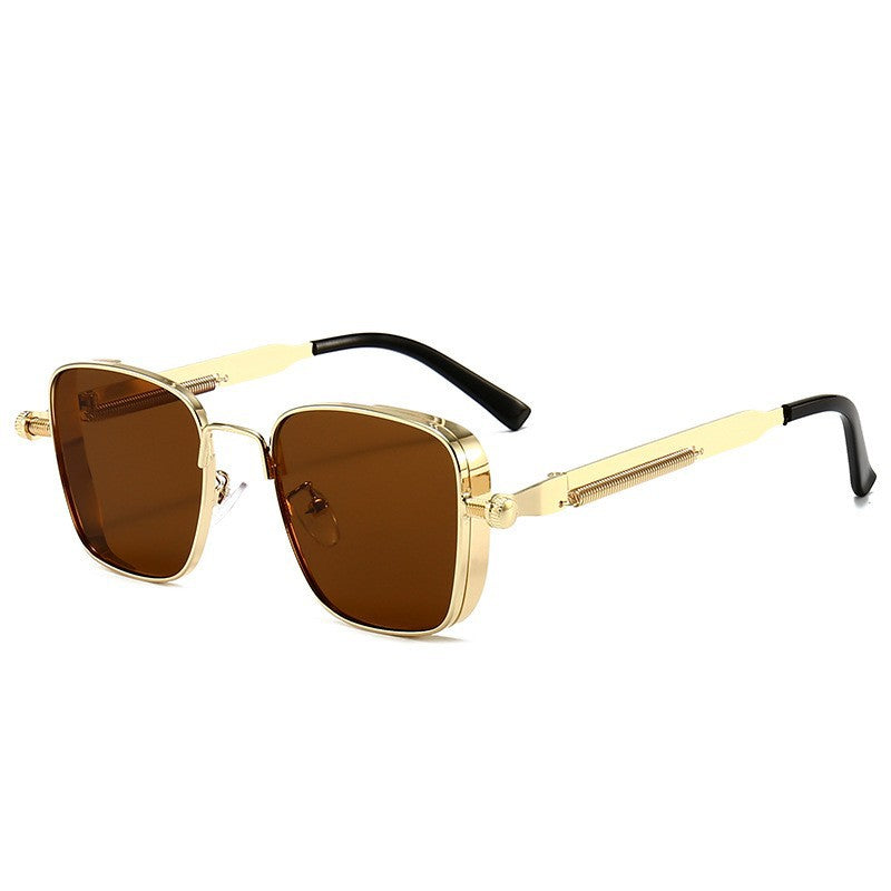 Retro Square Frame Steampunk Metal Sunglasses