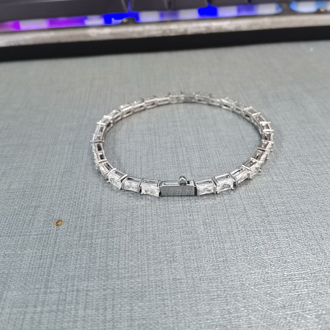 Hip-hop zircon-encrusted emerald color-matching tennis chain