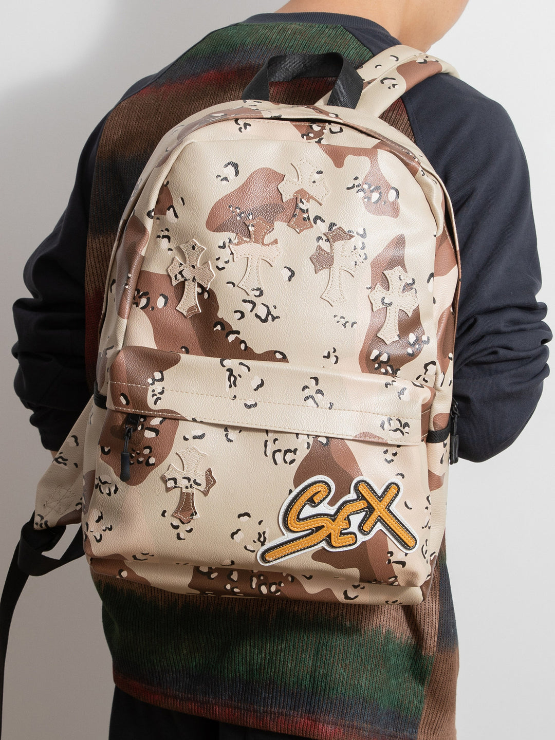 Chrome Hearts Cross Large Capacity PU Leather Backpack