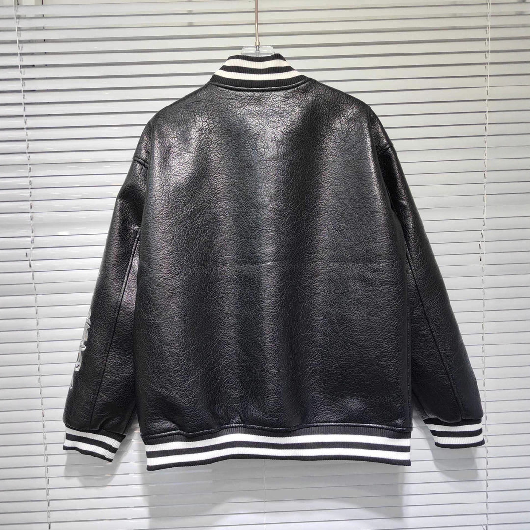 Chrome Hearts patchwork leather jacket, baseball jacket