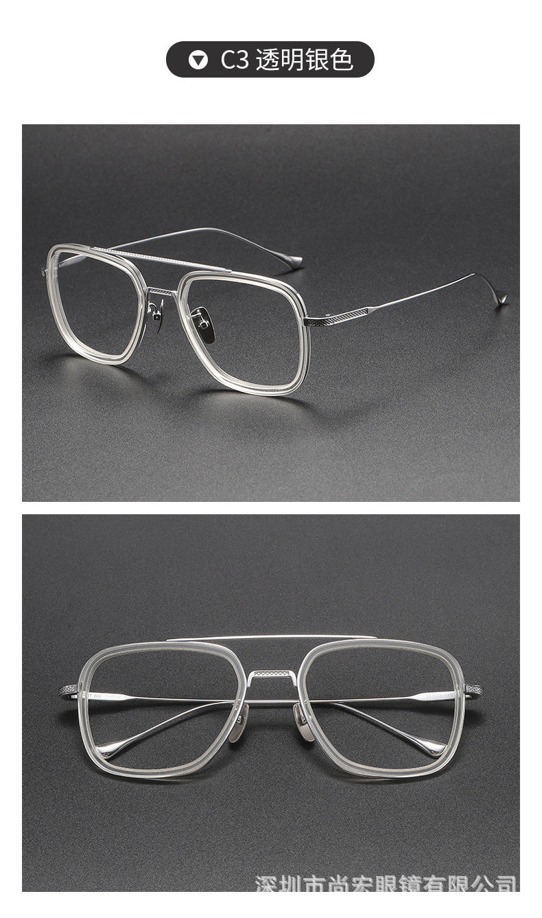 Iron Man Glasses Square Frame Double Bridge Large Frame