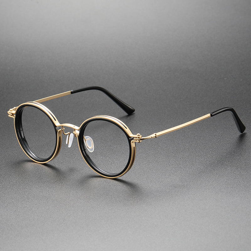Retro Round Glasses Black Metal Optical Eyewear