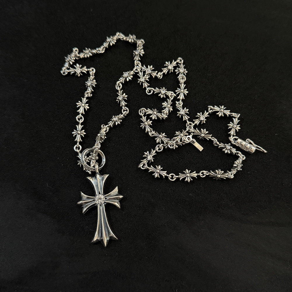 Chrome Hearts diamond-encrusted cross pendant necklace