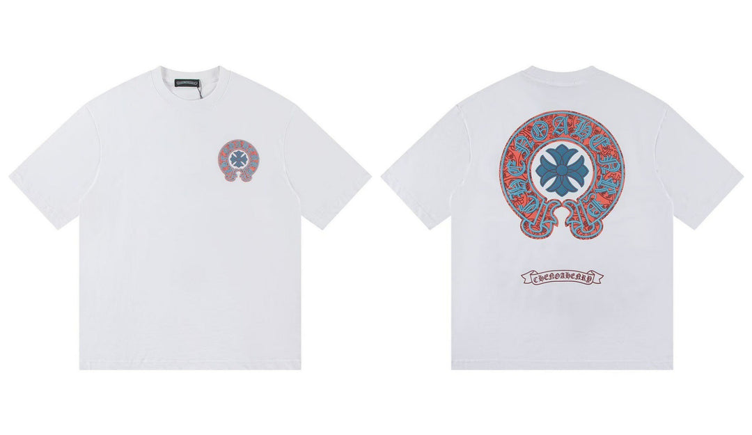 Chrome Hearts Summer Embroidery Print Cotton T-Shirt Short-Sleeve