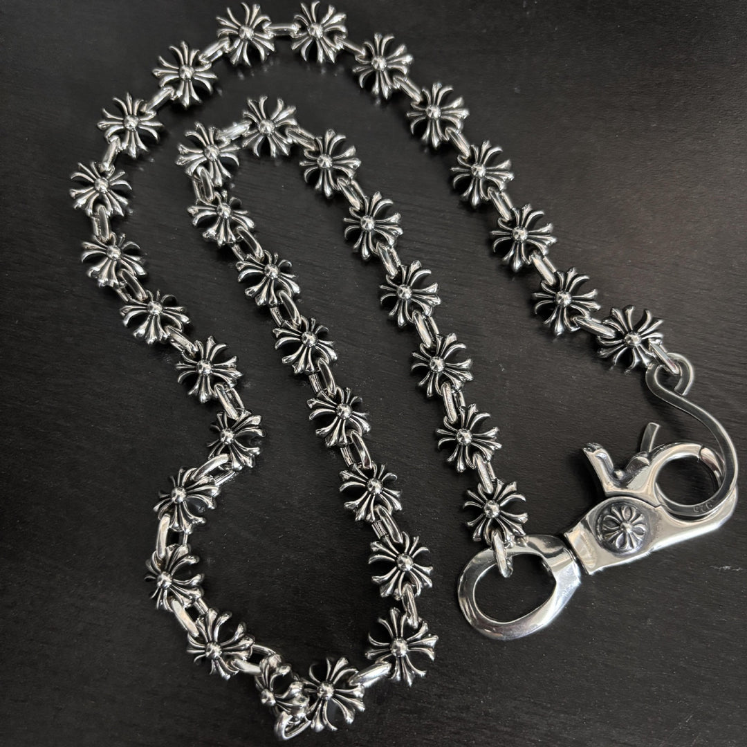 Chrome Hearts cross-stitch chain pants chain bag pendant
