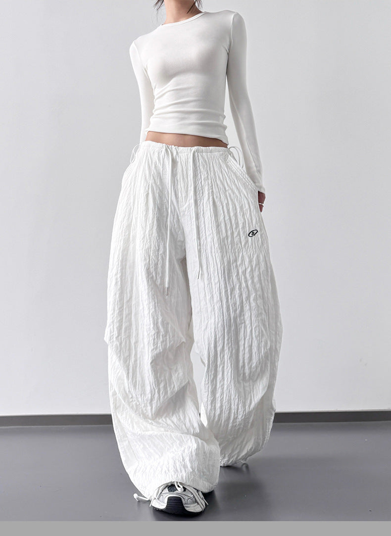 "Hot Girl" Style Quick-Drying, Textured, High-Waisted Cargo Pants