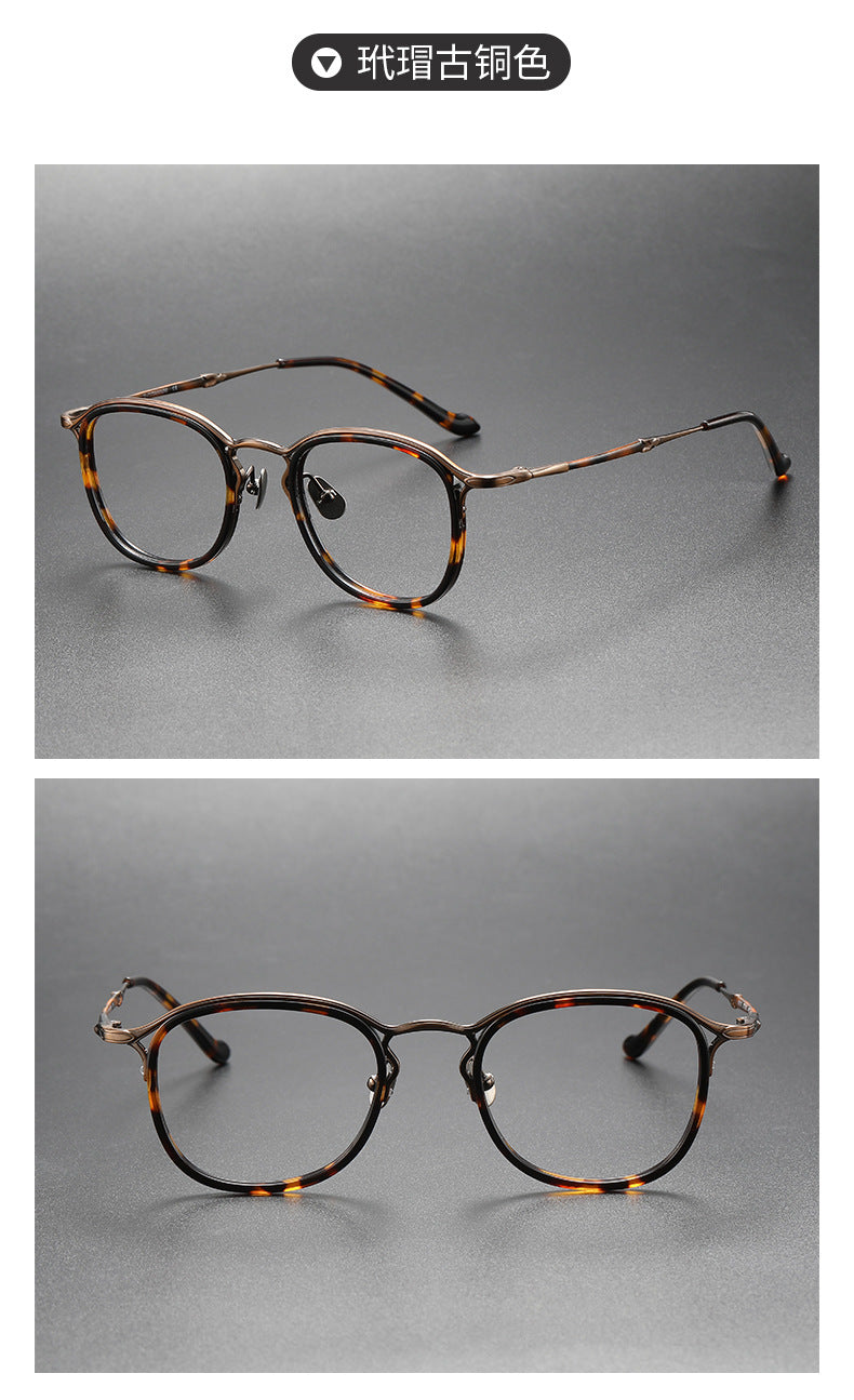 Retro Pure Titanium Acetate Round Frame Glasses