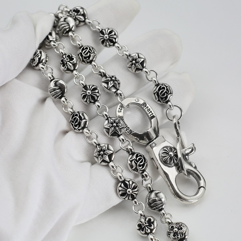 chrome hearts cross circle flower ball chain