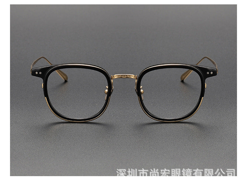 Retro and artistic carved pure titanium glasses for smaller faces
