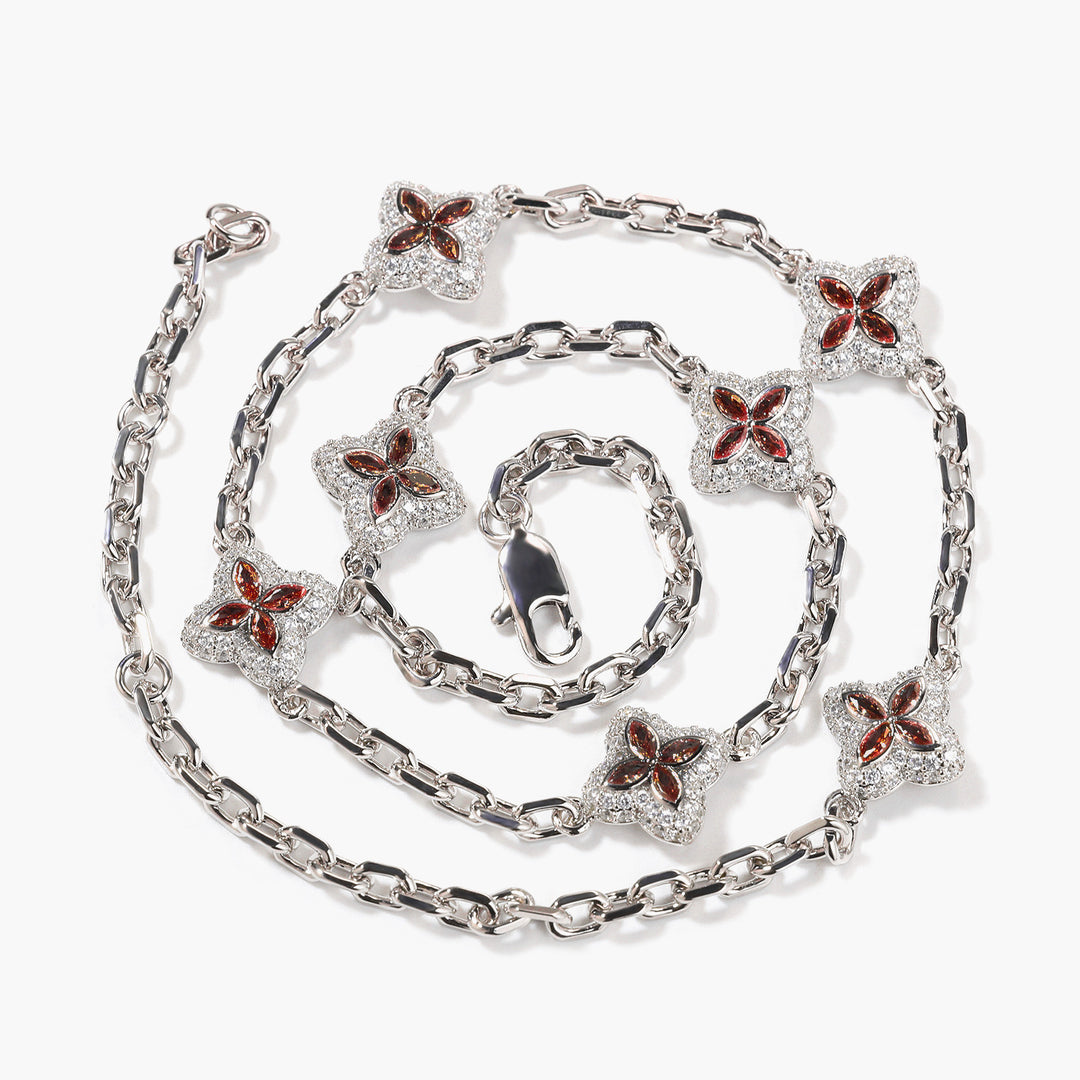 Full-Pavé Lucky Four-Leaf Clover Bracelet Necklace