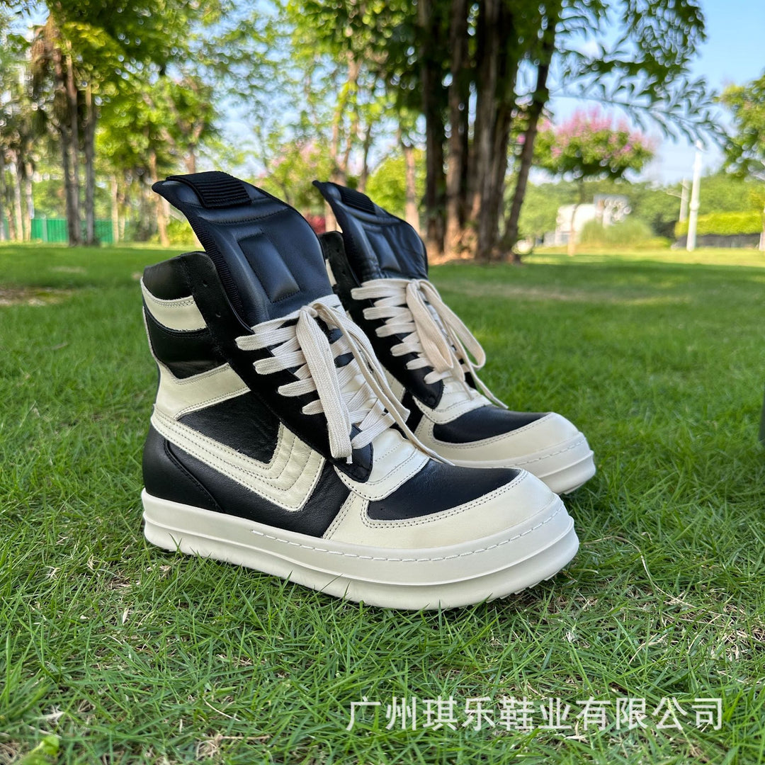 Thick-Sole, Height-Increasing, High-Top Genuine Leather Sports Boots