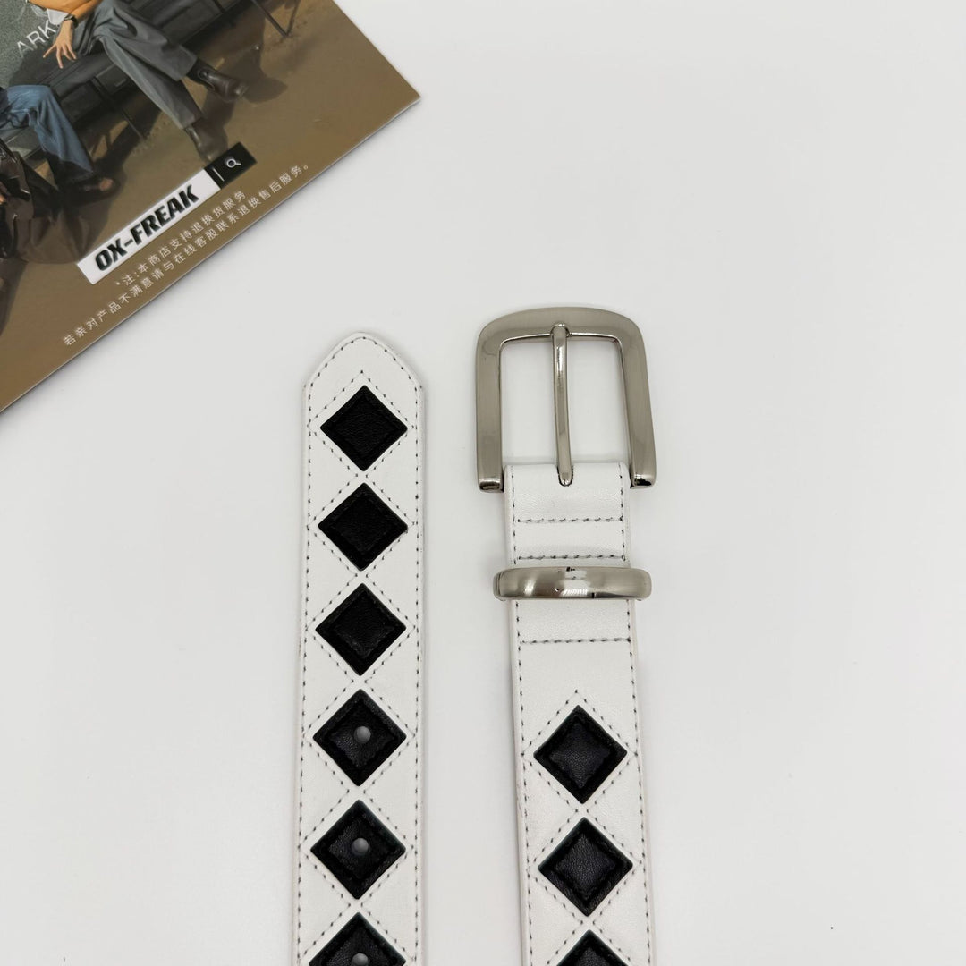 Minimalist Checkered Leather Belt