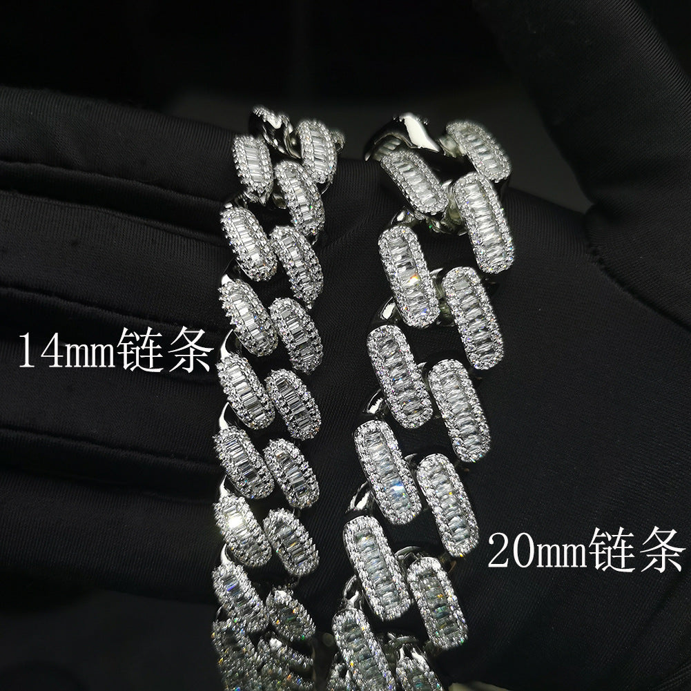 High-end copper with zircon inlay, 15mm Cuban chain