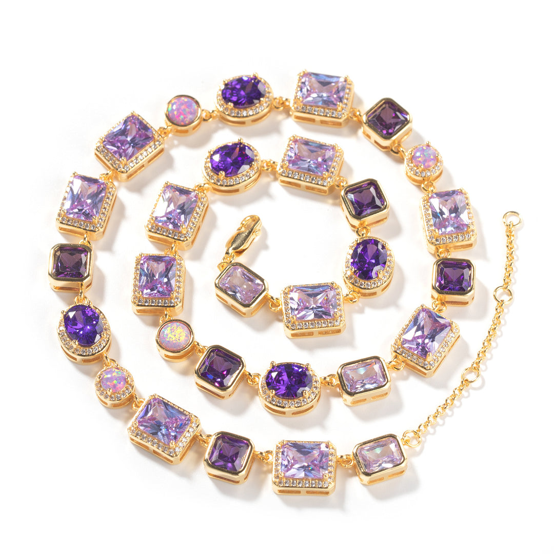 10mm Geometric Purple Gemstone Necklace