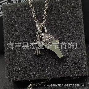 chrome hearts vintage old cross flower whistle holy sword pendant