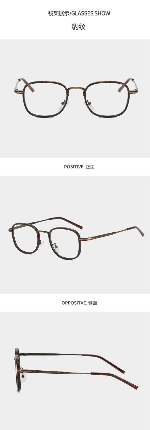 Slim ultralight square metal frame glasses