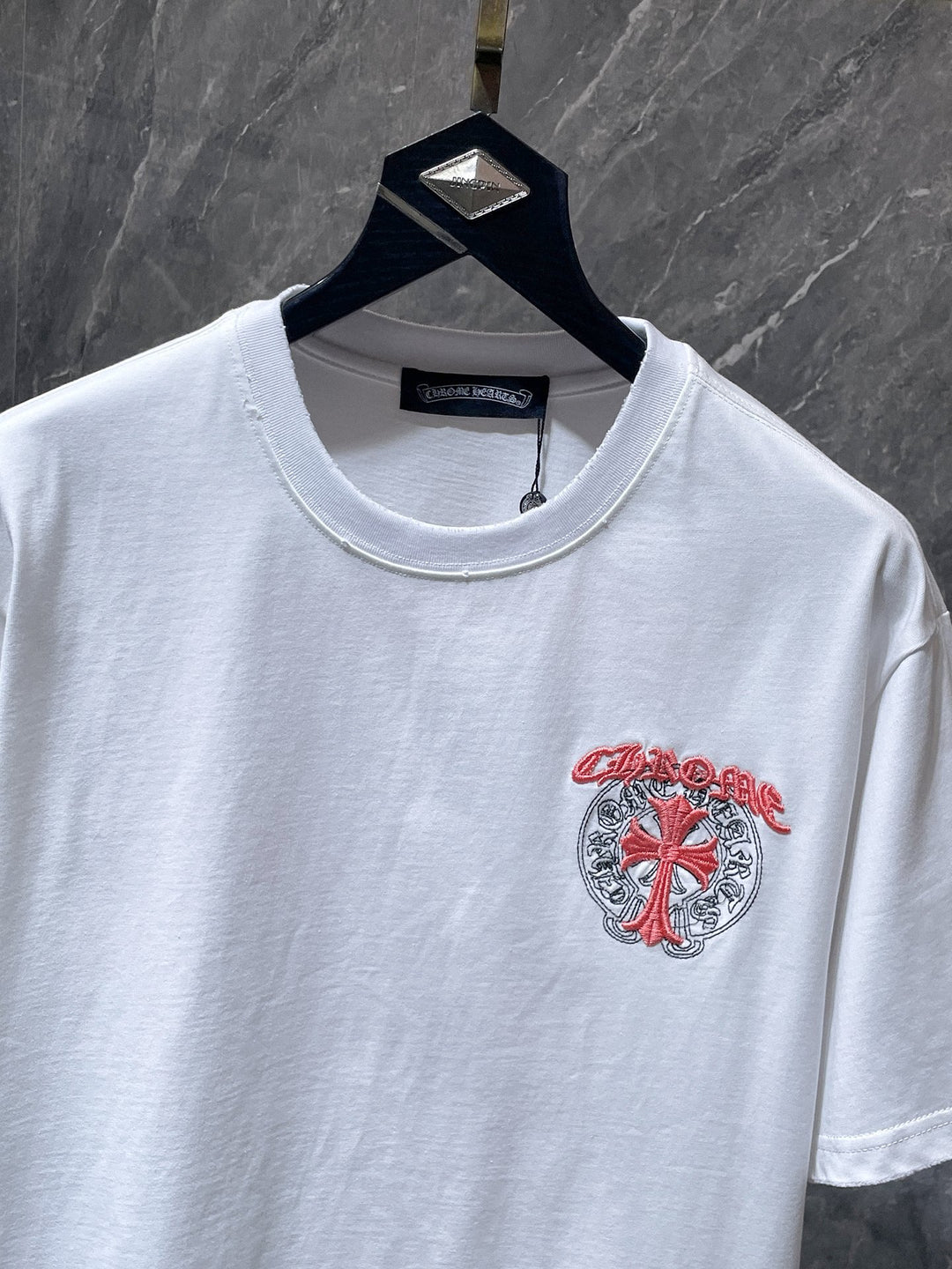 Chrome Hearts Cross & Horseshoe Double-Layer Embroidered T-Shirt