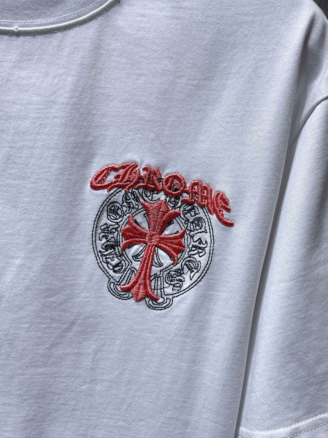 Chrome Hearts Cross & Horseshoe Double-Layer Embroidered T-Shirt