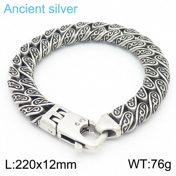 Patterned multi-link interlocking titanium steel bracelet