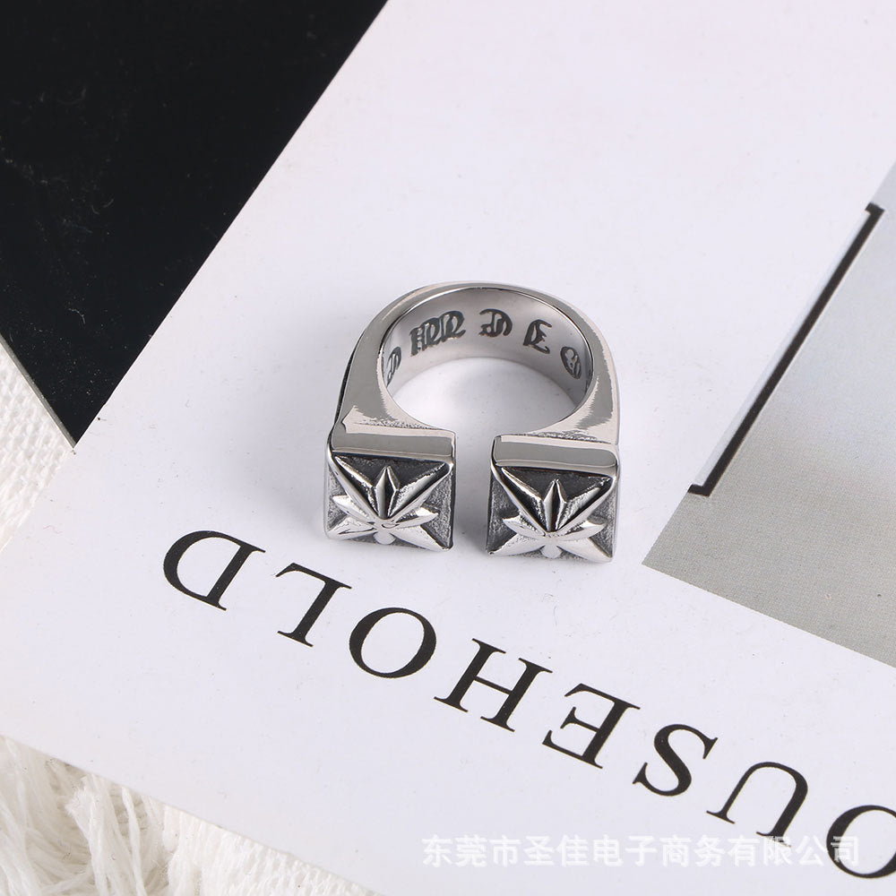 chrome hearts double-flower titanium steel rings