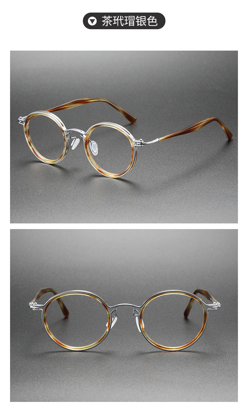 Large round pure titanium eyeglass frames