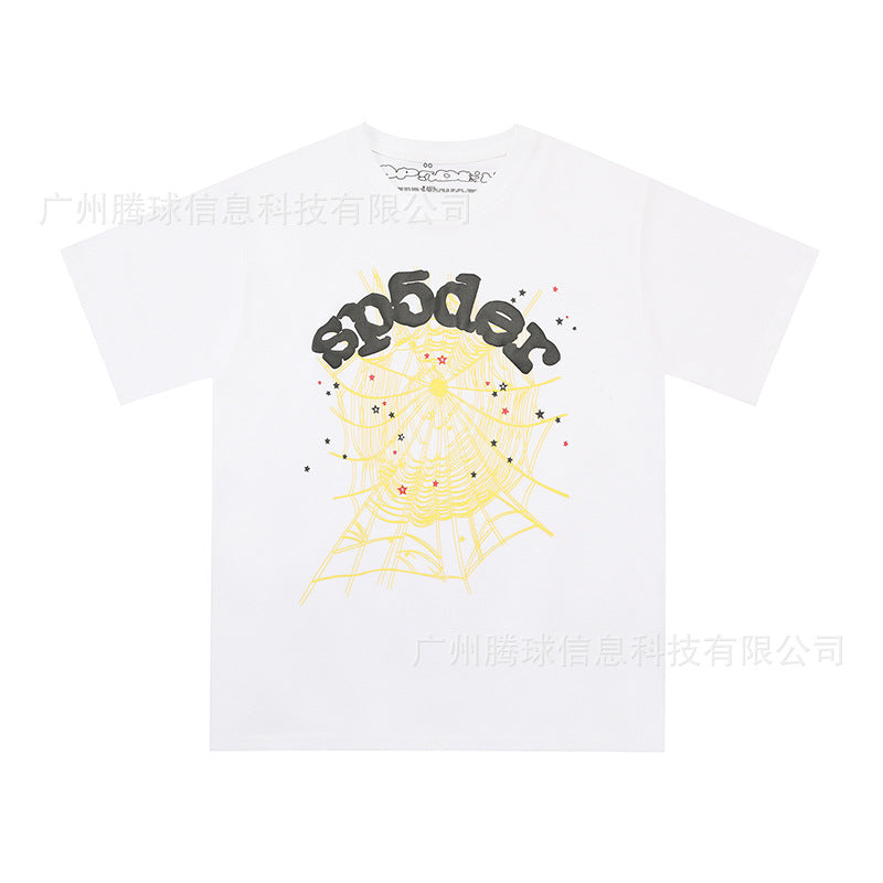 Sp5der short-sleeved foam letter T-shirt
