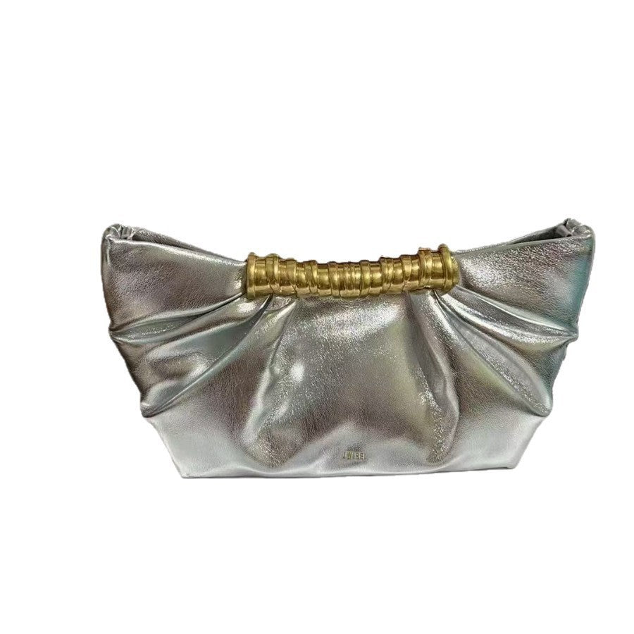 Ruched Clutch with Metal Clasp