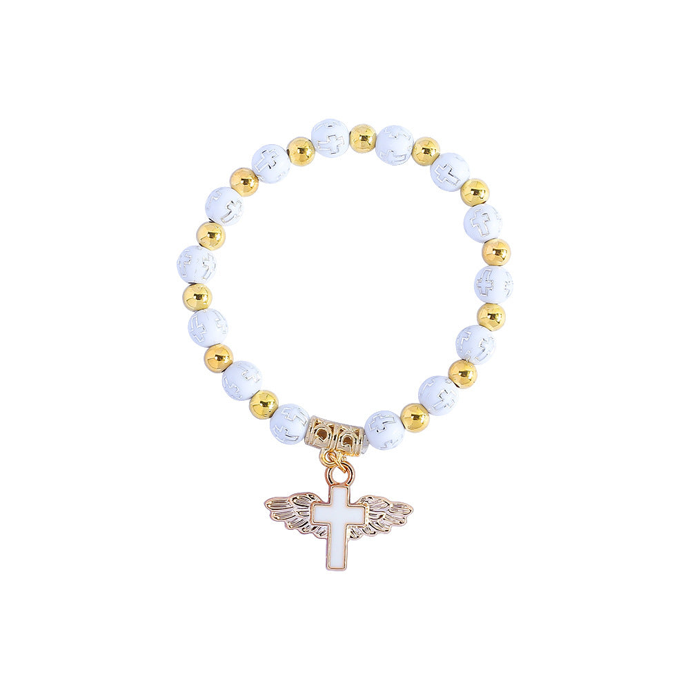 rosary bracelet acrylic cross angel hand jewelry