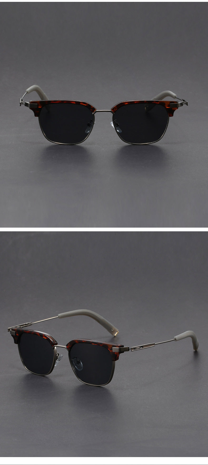 Classic half-rimmed browline Clubmaster sunglasses
