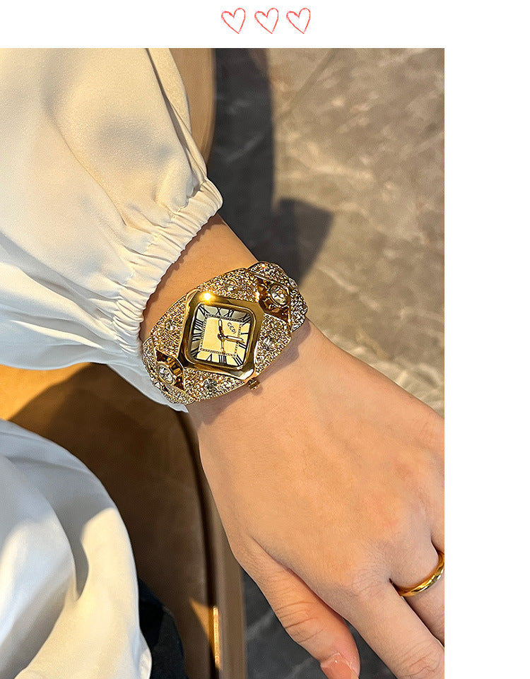 Luxury Full Diamond High-End Bangle Watch for Women