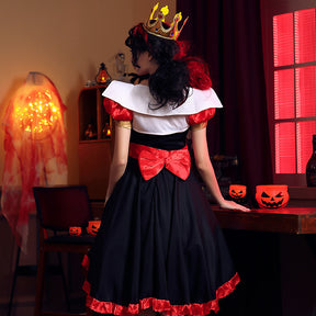 Halloween costume Red Queen floral dress