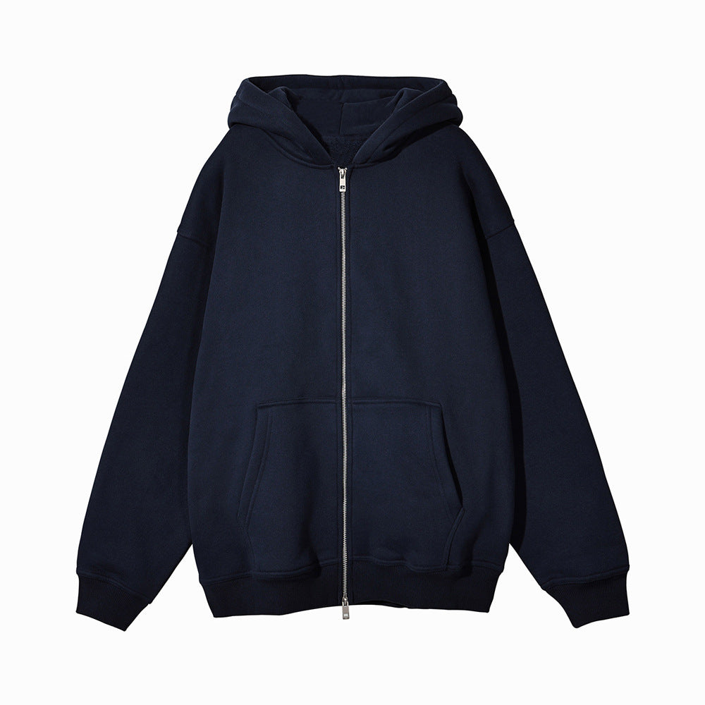 Solid color pocket hooded sweatshirt