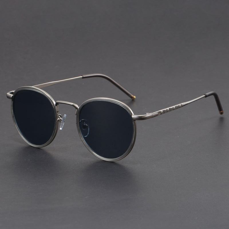 Retro small round frame Hong Kong style sunglasses