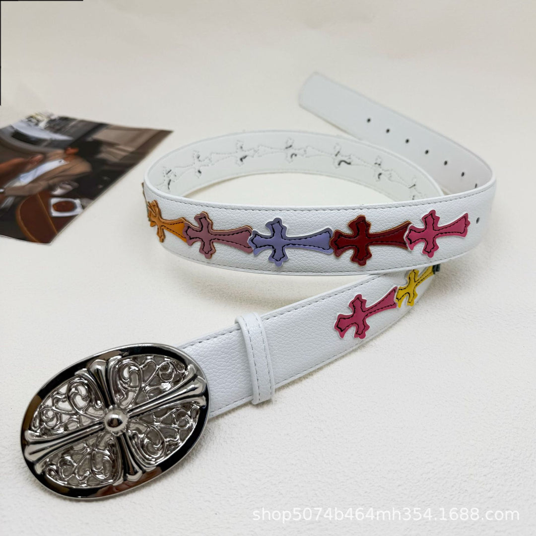 Chrome Hearts Cross-Motif Classic Leather Belt