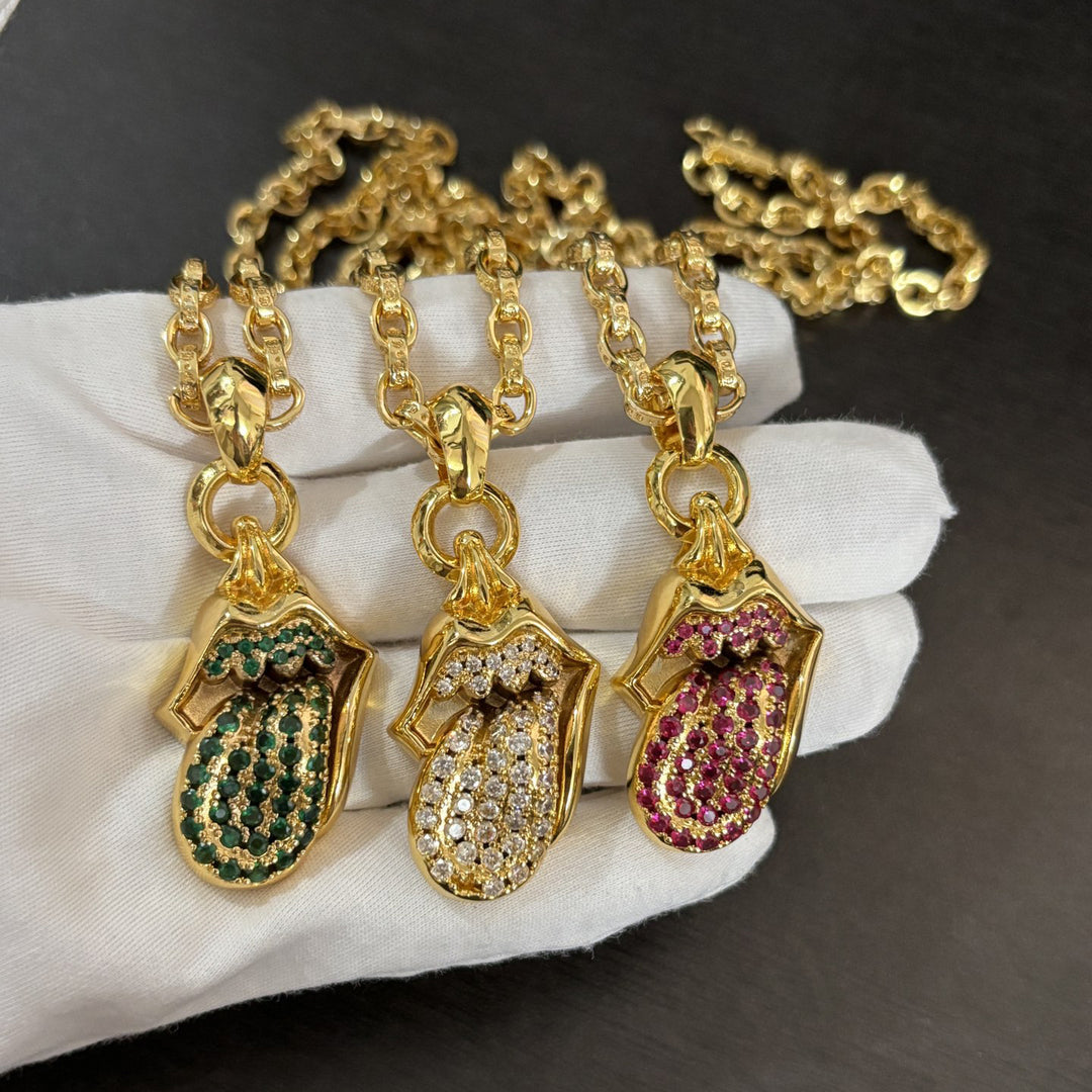 Chrome Hearts Golden Diamond Tongue Pendant