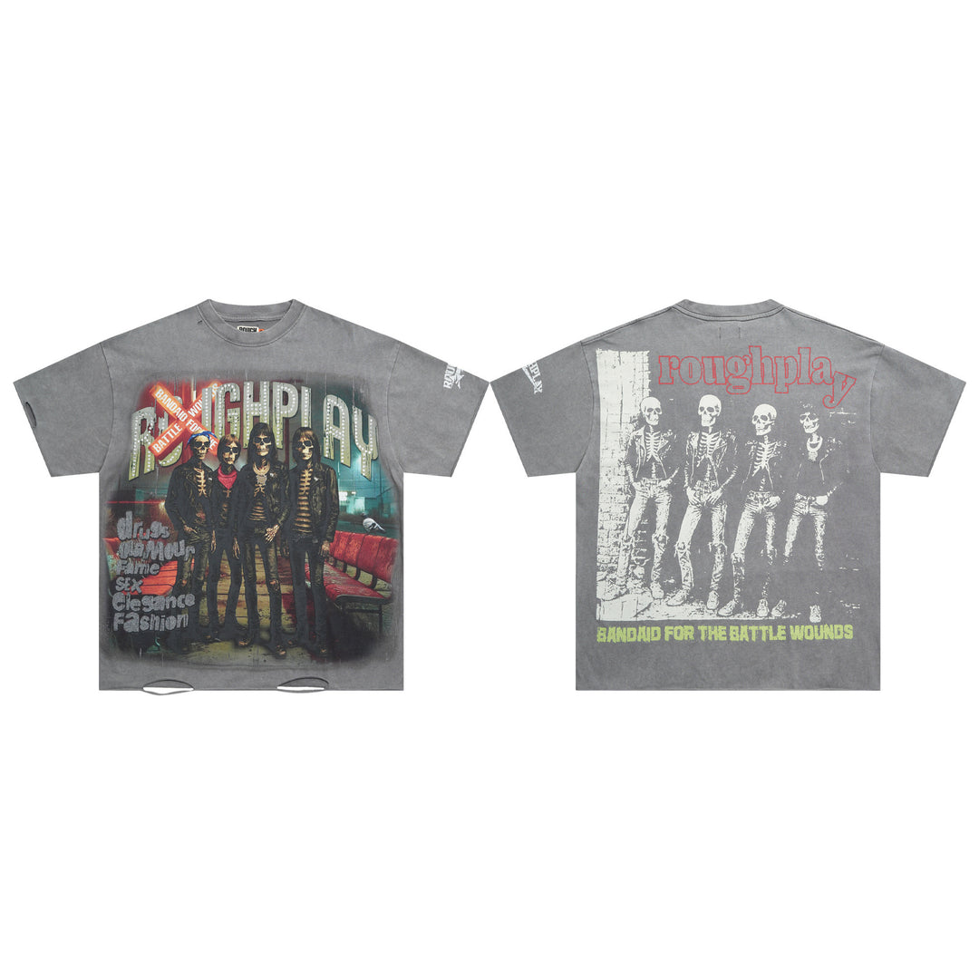 RoughPlay NYC Distressed, Ripped, and Sparkling Short-Sleeve T-Shirt