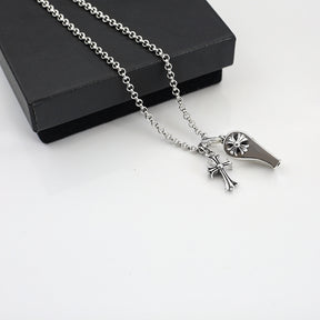 chrome hearts whistle diamond cross necklace