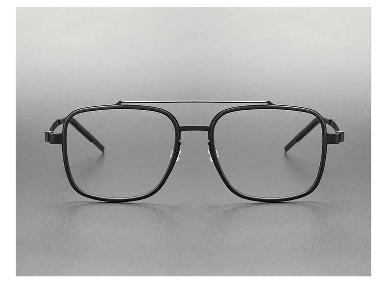 Double-bridge large square screwless welded eyeglass frame