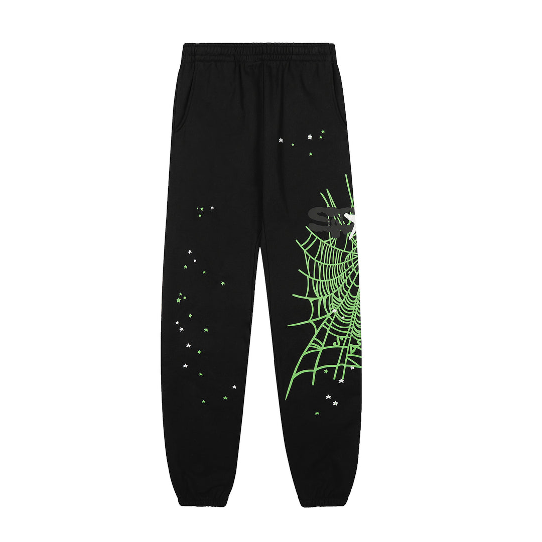 Sp5der patterned beaded 555555 hoodie and trousers
