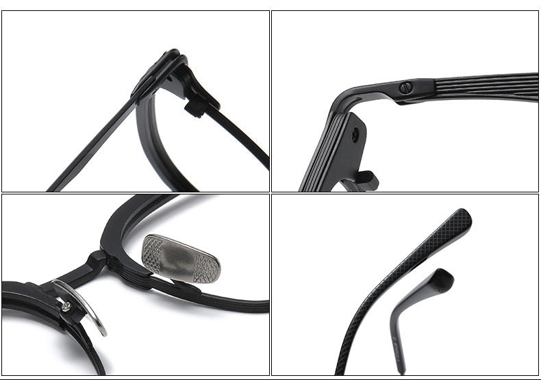 Square-frame business glasses made of pure titanium