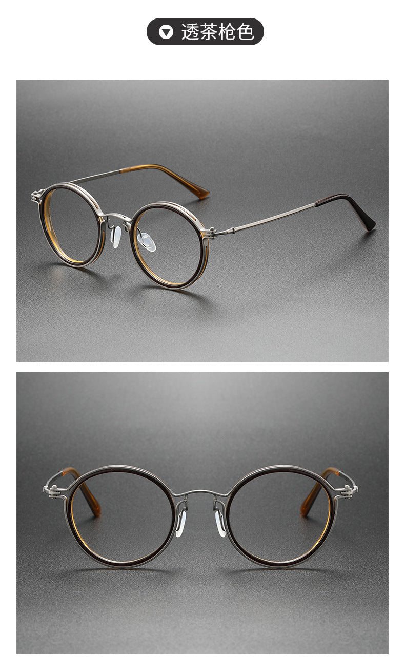 Retro Round Glasses Black Metal Optical Eyewear