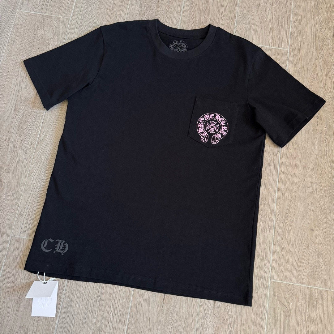 Chrome Hearts Pink Horseshoe Print Short-Sleeve T-Shirt
