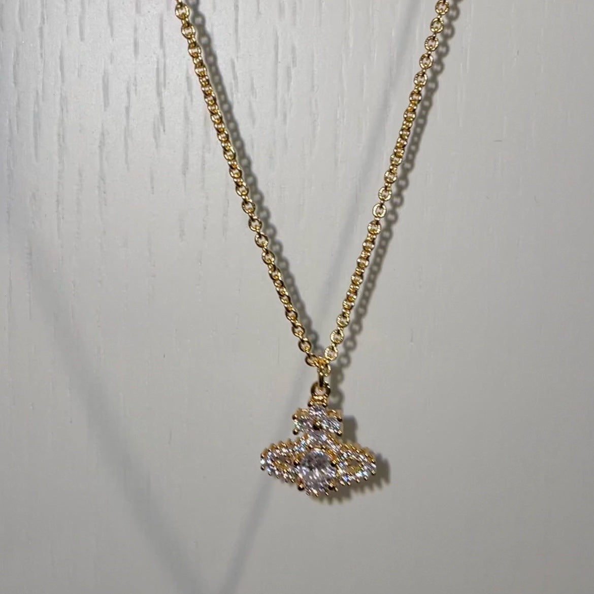 Saturn full diamond necklace clavicle chain