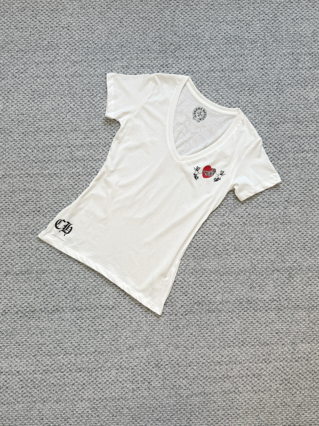 chrome hearts second-hand heart V-neck T-shirt for women